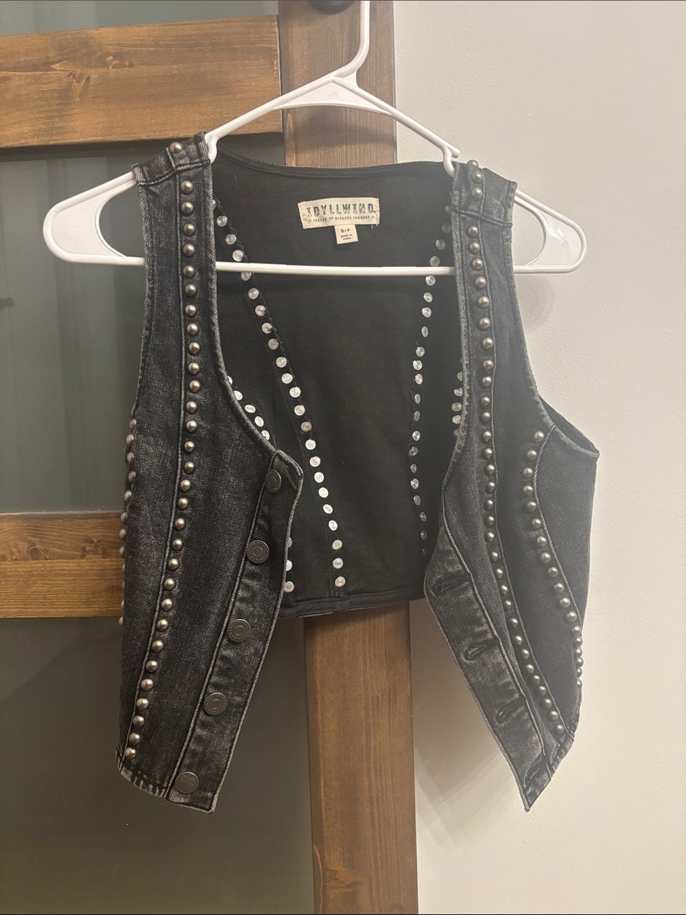 Idyllwind Edgy Black Studded Denim Vest - Stud Accent